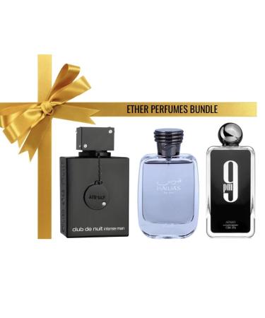 TOP MEN'S Arabic Dubai Perfumes Bundle: Club De Nuit Intense Men + Hawas + 9 PM I Each Regular Full Size 100ml I Specially Bundled & Crafted