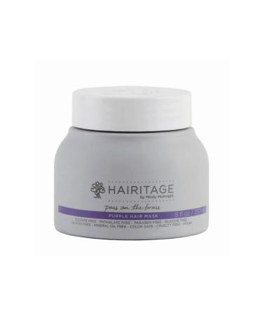 Hairitage Pass on The Brass Purple Hair Mask Deep Conditioner for Color Treated Hair - Remove Brassy Tones + Lighten Colored Hair - For Blonde Hair + Highlights - Formulated with Argan Oil 8 fl. oz