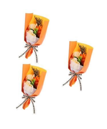 Angoily 3 Sets Rose Bouquet Box Rose Scented Wedding Favor Boxes Astetic Room Decor Flower Arrangement Soap Bridal Soap Bouquet Decoration Flower Box Artificial Bride