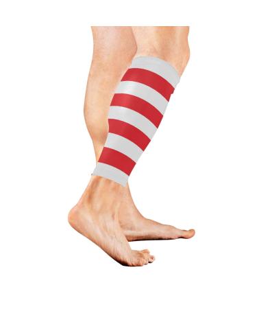 Calf Compression Sleeves for Men & Women (1 Pair) Red And White Striped Leg Support Footless Socks