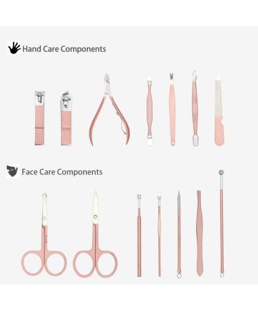 ZIZZON 18 in 1 Professional Manicure & Pedicure Set in Pink Leather Case - Buy Online on GoSupps.com