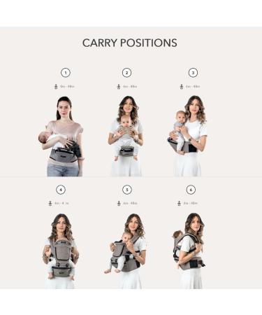 MiaMily Hip Seat Baby Carrier - 6 Carry Positions - Lumbar Support - Stone Grey - Buy Online on GoSupps.com