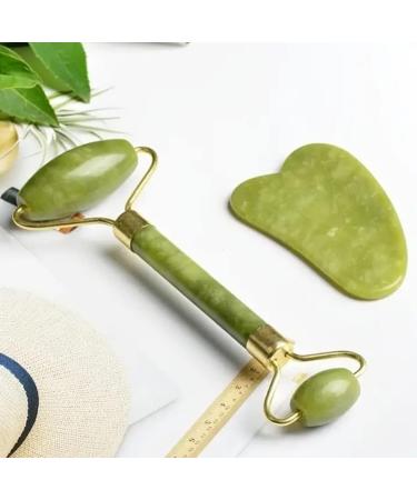 Natural Jade Roller & Gua Sha Set - Anti-Aging Facial Massagers for Rejuvenating Skin Reducing Wrinkles & Puffiness - Buy Online on GoSupps.com