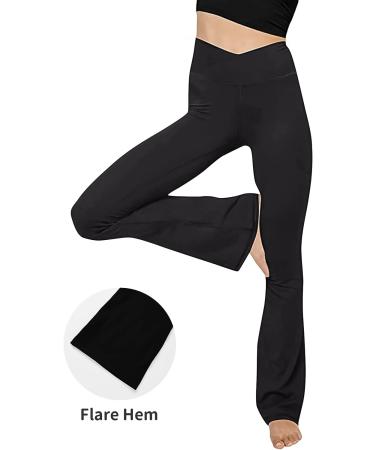 Jinhiteam Girls Black Pink Flare Leggings | High Waisted Workout Dance Yoga Pants 13-14 Years - Buy Online on GoSupps.com