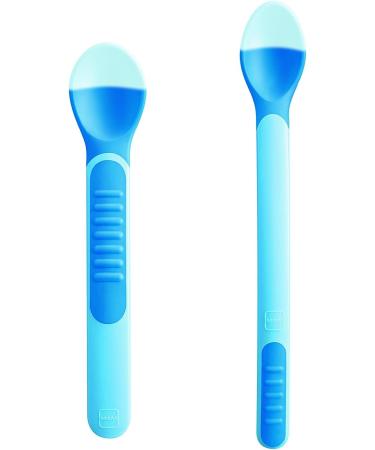 MAM Heat Sensitive Feeding Spoons | Colour Change Baby Spoons | Baby Cutlery Set | Blue | Two Sizes - Baby Weaning Essentials - Buy Online on GoSupps.com
