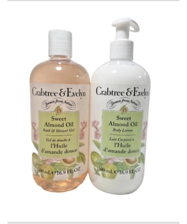 Crabtree & Evelyn Sweet Almond Oil Bath and Shower Gel & Body Lotion (16.9 fl oz each) - Buy Online on GoSupps.com