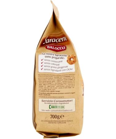  Balocco Set of 6 Balocco Saracene Biscotti con grano saraceno e gocce di cioccolato with buckwheat and chocolate chips cookies 100% Italian biscuits 700 g - Buy Online on GoSupps.com