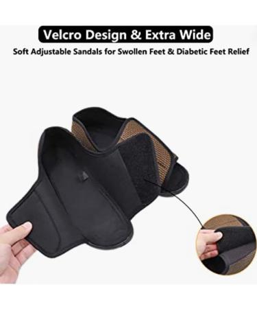 Orthopaedic Diabetic Sandals for Elderly Men Women - Open Toe, Fashionable, and Safety Shoes for Edema, Arthritis, and Plantar Fasciitis - Size 47 Black - Buy Online on GoSupps.com