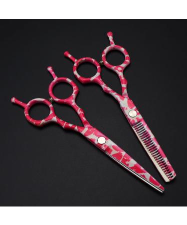 Hair Cutting Scissors 5.5 Inch Professional Steel Ceramics Pink Hair Scissors Haircut Thinning Barber Cutting Shears Hairdresser Scissors Set One Color