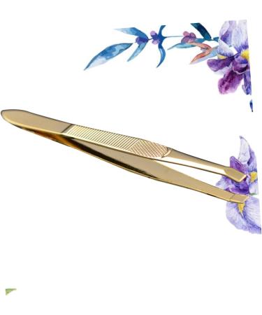 Tweezers Eyelashes Extension Clip Eyebrow Clip Flat Extend medium Golden - Buy Online on GoSupps.com