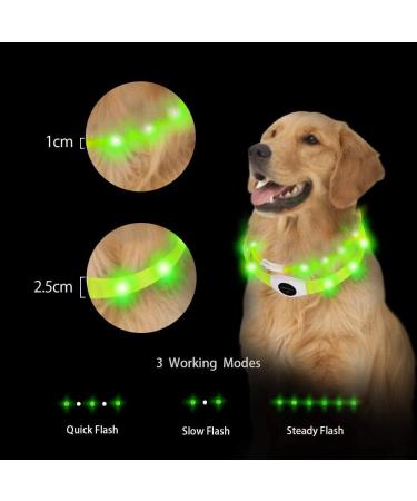 Laroo LED Dog Collar - USB Rechargeable Night Safety Band for Small & Medium Dogs - 3 Modes - Green 65cm x 2.5cm - Buy Online on GoSupps.com