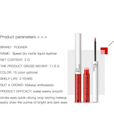 1PC Matte Liquid Eyeliner Colorful Eyeliner Pen Waterproof High Pigmented Eye Liner Long Lasting Smudgeproof Eyes Makeup Bright-Colored Eyeliner(15#) lasting eyeliner - Buy Online on GoSupps.com