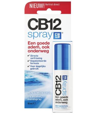 CB12 Mouth Spray Instant freshness on the go reduces the cause of bad breath with zinc acetate mint flavour 15ml
