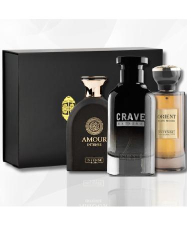 Long-Lasting Arabian Perfumes for Women & Men Amour Intense Orient Elite Woods & Crave Extreme 100ML(3.4 OZ) - Eau de Parfum (Pack of 3) Valentine s Day Gifts With Magnetic Gift Box COLLECTION