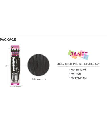 Janet Collection Braids Pre-Stretched Nala Tress 3X EZ Split 60 Inch (5-pack 1B) - Pack of 5 - Buy Online on GoSupps.com