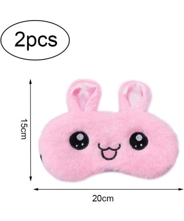 2 Pcs Cartoon Rabbit Sleep Eye Masks - Plush Blackout Sleeping Masks for Travel & Relaxation - Buy Online on GoSupps.com