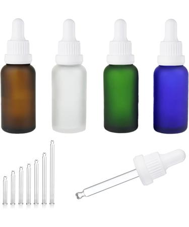 Zeoabsy 6-Piece 30ml Frosted Clear Glass Pipette Bottles - Essential Oils & Aromatherapy Drip Bottles with White Lock Rings - Buy Online on GoSupps.com