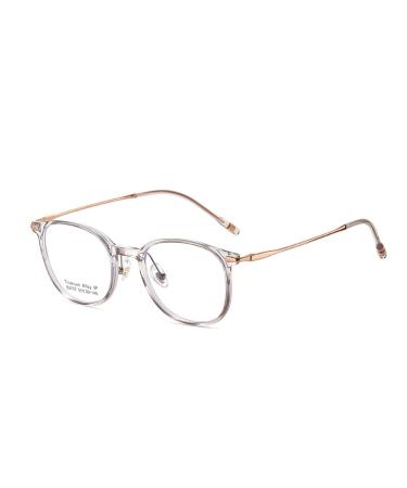 SERONI Titanium Temples Round Tr90 Frame Blue Light Blocking Glasses for Women Men Anti UV Ray Computer Reading Glasses Khaki-roseglod 50 Millimeters