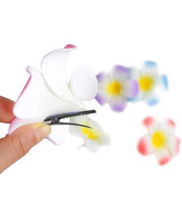 Pretyzoom Hawaiian Plumeria Hairpins - 12-Piece Tropical Hair Clip Set for Beach Weddings & Parties - 9cm Mixed Colors - Buy Online on GoSupps.com