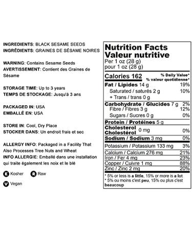 Organic Black Sesame Seeds 12oz - Raw Unhulled Kala Til Seeds, Kosher, Vegan - High Fiber, Calcium & Iron - Ideal for Sesame/Tahini Paste, Baked Goods & Noodles - Buy Online on GoSupps.com