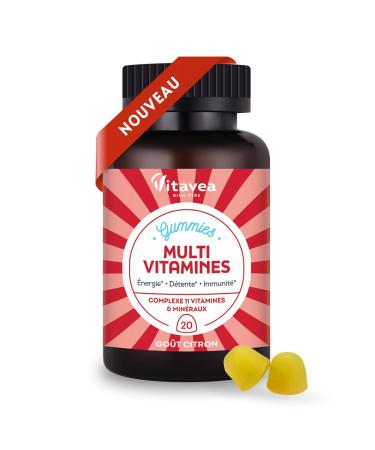 VITAVEA WELL-BEING - Adult Multivitamin Gummies - 11 Vitamins and Minerals - Fatigue Energy Immunity - Vitamin C Vitamin D Vitamin B12 Zinc - Lemon Flavor - 20 gummies - 20 days