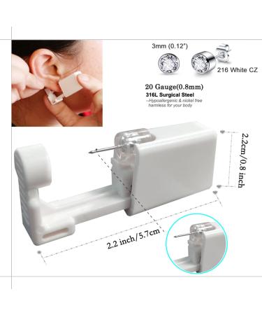 2 Pack Self Ear Piercing Kit with Disposable Safety Gun and 3mm Studs - Hypoallergenic Ear Piercing Gun Set - Buy Online on GoSupps.com
