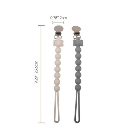 Silicone Pacifier Clip Set for Boys & Girls | 2-Pack Beige & Gray | Compatible with Most Pacifiers & Bite Toys - Buy Online on GoSupps.com
