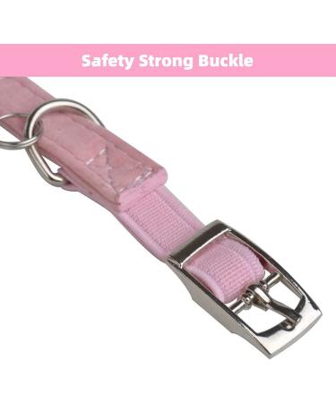 BINGPET Adjustable Soft Velvet Cat Collar with Bells - Light Pink Bling Diamante | Safe and Stylish - Buy Online on GoSupps.com