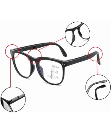 Portable Folding Reading Glasses for Women Men Blue Light Blocking Readers Multifocus Anti Glare Glasses(Couleur:Gray Grandeur:2.5x) - Buy Online on GoSupps.com