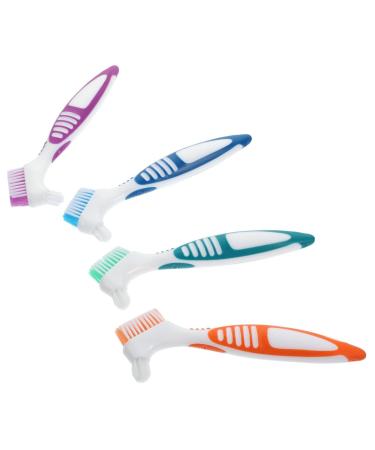 Fomiyes 4 piece toothbrush stops brushwood cleaning brush for home prosthesis brush cleaning tool dentures detergent detergent hand tools colored rubber TPE