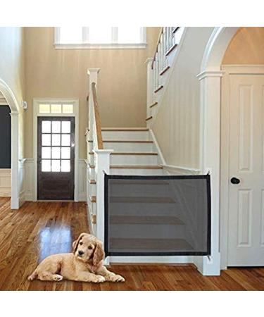 Magic Pet Gate, Mesh Dog Gate, Puppy Gates and Baby Gate, Portable Folding Baby / Dog Safety Fence Enclosure Easy Install Anywhere, 30'' X 39'', 8 Hooks