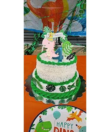 OBUY Dinosaur Birthday Decoration Dinosaur Cake Toppers Forest Series Cute Dinosaur Set Baking Cake Decoration for Baby Shower Birthday Party and Theme Party (Pink) - Buy Online on GoSupps.com