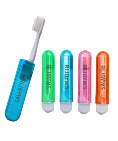 RIJBYWS 4PCS MINI Travel Toothbrushes On Fhe Folding Toothbrushes non-electric Does Not Hurt The Gums Suitable for Travel Camping School Home (3.9 inches after folding) 3.9 Inch (Pack of 4)