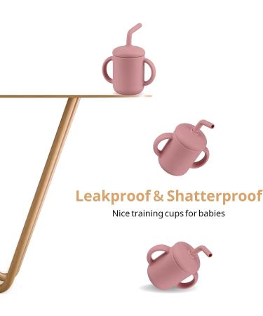 Mintlyfe Baby Trainer Cup - BPA-Free Silicone Sippy Cup with Anti-Drop Straw - 4 oz (Mauve) - Buy Online on GoSupps.com