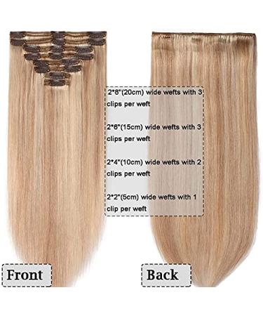 Real Hair Clip-In Extensions - 8pcs Thick Double Dilter 18 Clips | 30cm 115g #18/613 Light Ash Blonde/White Blonde - Buy Online on GoSupps.com