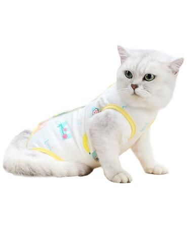 Cat Recovery Suit Professional After Surgery Wear Cat Clothes for Abdominal Wounds or Skin Diseases Breathable E-Collar for Cats Kitten (S:Yellow) S: Back Length: 21cm Yellow
