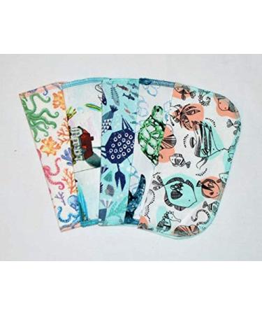 2 Ply Printed Flannel 8x8 Inches Set of 5 Sea Lovers