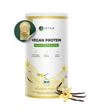 Vetain vegan protein vanilla - organic vegan protein powder - well tolerated of course delicious - without sweeteners sugar additives or allergens - protein from 5 vegetable components - 600g