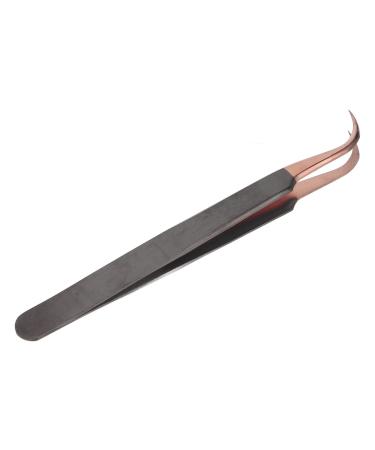 Eyelash Tweezers Eyelash Extension Tweezers Rose Gold Ergonomic Safe Stainless Steel for Beautician for Salon (Curved Tweezers)