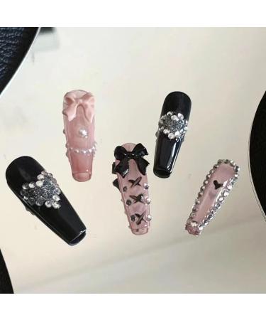 Temperament Enhancement Nail Patch Fake Nails Patch Small Sweet Potato with Sweet and Spicy Wind Bow Love Manicure Hand-Worn Nail (10-Piece Pack) (Size : M) Medium - Buy Online on GoSupps.com