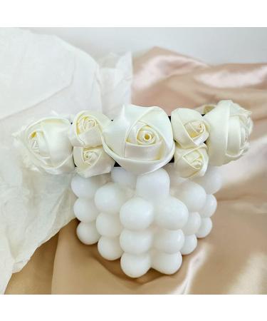 Satin Rose Flower Headband Romantic Floral Hair Hoop Headpieces for Girls Women Bridal Wedding Party Ivory - Buy Online on GoSupps.com