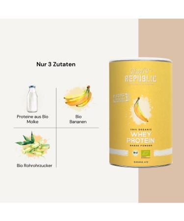 Harvest Republic Bio Whey Protein Smoothie Shake Powder 320g - Organic Banana Flavor Muscle Building BCAA & EAAS Natural Ingredients No Additives - Buy Online on GoSupps.com