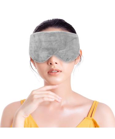 Sleep Mask for Women Men Aromatherapy - Flaxseed Lavender Eye Support Stress Relief  Premium Plush Fabric Ideal Hot and Cold Use Adjustable Strap Travel Mask Gray One Size