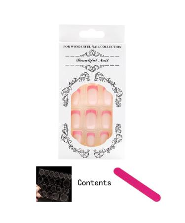 Sethexy Short Square False Nails - 24Pcs Baby Pink French Press on Acrylic Nails for Women & Girls - International Shipping Available - Buy Online on GoSupps.com