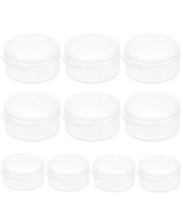 SUPVOX 10pcs Mini earplugs container storage case clear round box with cover pill case for earplugs pills tiny bead(White)