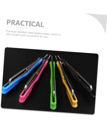 Angoily 5ST Manual Razor Blade Holder | Disposable Hairdresser Razor for Eyebrow Trimming | Stainless Steel Household Product - International Shipping Available - Buy Online on GoSupps.com