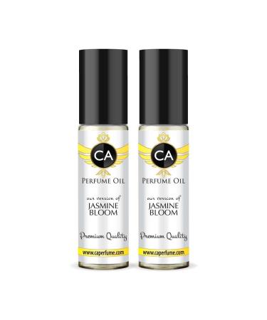 CA Perfume Impression of Emra Jasmine Bloom For Women & Men Replica Fragrance Body Oil Dupes Alcohol-Free Essential Aromatherapy Sample Travel Size Concentrated Long Lasting Roll-On 0.3 Fl Oz-X2
