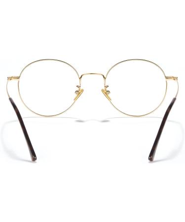 Cyxus Round Wire Frame Blue Light Glasses - UV Blocking Computer Eyewear for Men and Women - Gold - Buy Online on GoSupps.com
