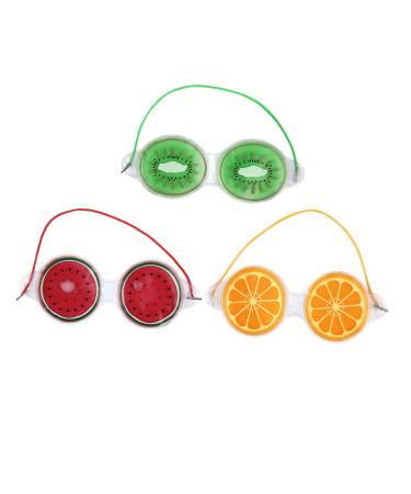 SAFIGLE SAFIGLE 3 Pieces Fruity Cooling Compresses for PVC Gel Eye Masks Against Fatigue Reusable Compresses for Relaxation at Home or on the Go