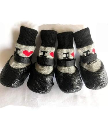 Tiny Dog Cat Boots Socks Small (Pack of 4) - Adjustable Waterproof Breathable Anti-Slip Sole for All Weather Paw Protection in Black - Buy Online on GoSupps.com